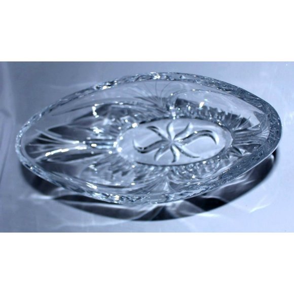 Vintage Bohemia cut crystal glass oval shaped Candy Dish approx $35 - Picture 2 of 7